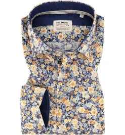 Hemd, Shaped Fit, Baumwolle, Blue Gemustert