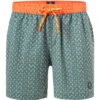 Badeshorts, Baumwolle, Grün Gemustert