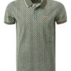 Polo-Shirt, Baumwoll-Piqué, Olivgrün Gemustert