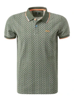 Polo-Shirt, Baumwoll-Piqué, Olivgrün Gemustert