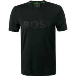 Boss Green T-Shirt, Slim Fit, Mikrofaser Schnelltrocknend, Schwarz