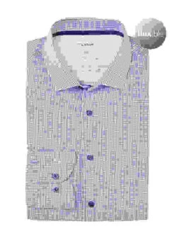 OLYMP Hemd, Body Fit, Baumwoll-Stretch Climate Control, Marine-weiß Kariert -Maenner Mode Haus  416200 norm 1