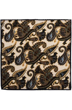 Einstecktuch, Wolle, Creme-dunkelblau Paisley -Maenner Mode Haus  416317 norm3