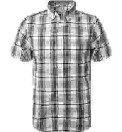 Gant Kurzarmhemd, Baumwolle, Dunkelblau-ecru Kariert -Maenner Mode Haus  416787 norm 1