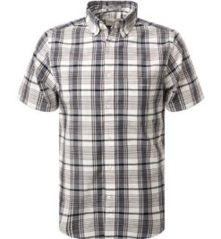 Gant Kurzarmhemd, Baumwolle, Dunkelblau-ecru Kariert