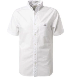 Gant Kurzarmhemd, Baumwolle, Weiß Gepunktet