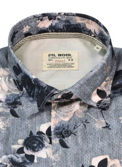 Hemd, Shaped Fit, Baumwolle, Dunkelblau Gemustert -Maenner Mode Haus  416813 norm2