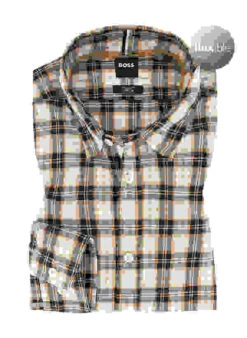 Hemd, Regular Fit, Baumwoll-Stretch, Beige-schwarz Kariert -Maenner Mode Haus  417043 norm 1