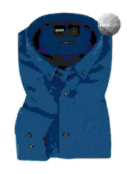 Hemd, Slim Fit, Baumwolle Atmungsaktiv, Blau Meliert -Maenner Mode Haus  417051 norm 1