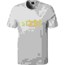 Boss Green T-Shirt, Baumwolle, Hellgrau Meliert -Maenner Mode Haus  417274 norm 1