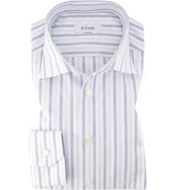 ETON Hemd, Contemporary Fit, Baumwolle, Hellblau-weiß Gestreift