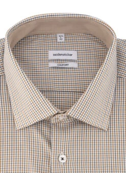 Seidensticker Hemd, Comfort Fit, Baumwolle, Sand Kariert -Maenner Mode Haus  417693 norm2