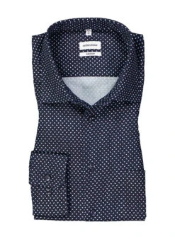 Seidensticker Hemd, Comfort Fit, Baumwolle, Dunkelblau Gemustert