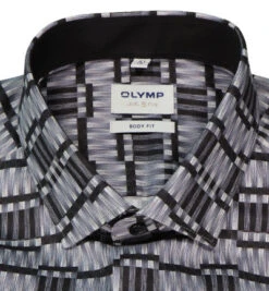 OLYMP Hemd, Body Fit, Baumwoll-Stretch, Schwarz Gemustert -Maenner Mode Haus  417787 norm2