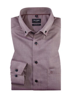 OLYMP Hemd, Modern Fit, Baumwolle, Extra Langer Arm, Dunkelrot Meliert