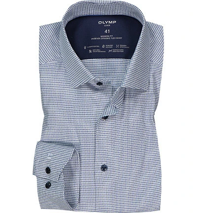 OLYMP Hemd, Modern Fit, Baumwoll-Stretch Climate Control, Bleu Gemustert 3 OLYMP Hemd, Modern Fit, Baumwoll-Stretch Climate Control, Bleu Gemustert
