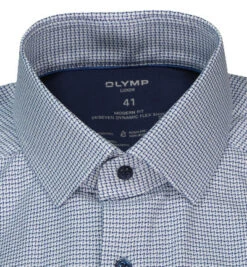 OLYMP Hemd, Modern Fit, Baumwoll-Stretch Climate Control, Bleu Gemustert 8 OLYMP Hemd, Modern Fit, Baumwoll-Stretch Climate Control, Bleu Gemustert -Maenner Mode Haus 417791 norm2