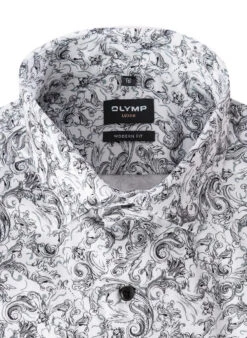 OLYMP Hemd, Modern Fit, Baumwolle, Weiß Gemustert -Maenner Mode Haus  417846 norm2