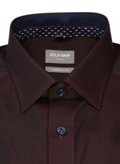 OLYMP Hemd, Comfort Fit, Baumwolle, Bordeaux -Maenner Mode Haus  417950 norm2