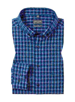 OLYMP Hemd, Comfort Fit, Baumwolle, Royalblau Kariert -Maenner Mode Haus  417954 norm 1