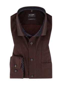 OLYMP Hemd, Modern Fit, Baumwolle, Extra Langer Arm, Bordeaux
