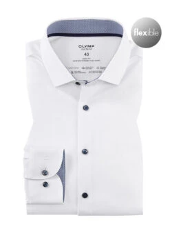 OLYMP Hemd, Body Fit, Baumwoll-Stretch Climate Control, Extra Langer Arm, Weiß