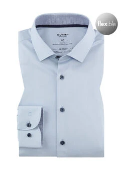 OLYMP Hemd, Body Fit, Baumwoll-Stretch Climate Control, Extra Langer Arm, Hellblau