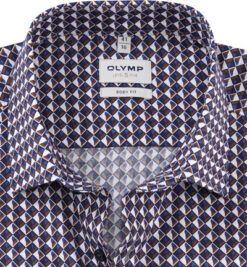 OLYMP Hemd, Body Fit, Baumwolle, Rotbraun Gemustert -Maenner Mode Haus  418003 norm2