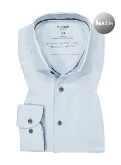 OLYMP Hemd, Body Fit, Baumwoll-Stretch Climate Control, Hellblau