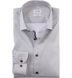 OLYMP Hemd, Body Fit, Baumwoll-Stretch, Taupe Gemustert