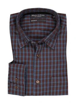 Marc O'Polo Hemd, Regular Fit, Bio Baumwolle, Bordeaux Kariert