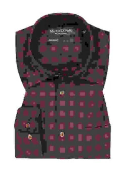 Marc O'Polo Hemd, Regular Fit, Bio Baumwolle, Bordeaux-blau Kariert -Maenner Mode Haus  418080 norm 1