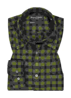 Marc O'Polo Hemd, Regular Fit, Bio Baumwolle, Oliv-blau Kariert -Maenner Mode Haus  418081 norm 1