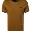 Fred Perry T-Shirt, Baumwolle, Dark Caramel -Maenner Mode Haus  418669 norm