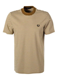 Fred Perry T-Shirt, Baumwolle, Beige-karamell Gestreift