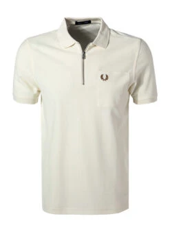 Fred Perry Zip-Polo, Baumwolle, Ecru