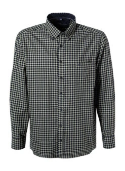 Hemd, Comfort Fit, Baumwolle, Grün-dunkelblau Kariert