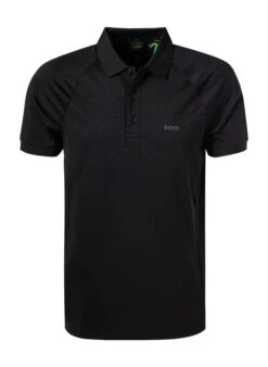 Boss Green Polo-Shirt, Slim Fit, Mikrofaser Schnelltrocknend, Schwarz