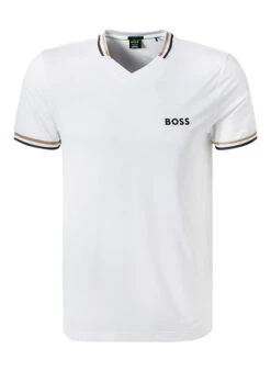 Boss Green T-Shirt, Slim Fit, Mikrofaser, Weiß