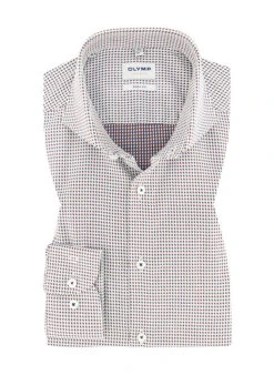 OLYMP Hemd, Body Fit, Baumwolle, Extra Langer Arm, Rotbraun