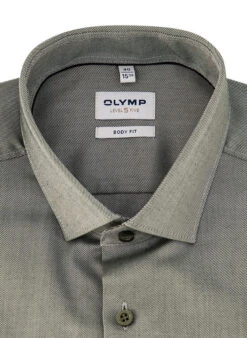OLYMP Hemd, Body Fit, Baumwoll-Stretch, Oliv -Maenner Mode Haus  418979 norm2