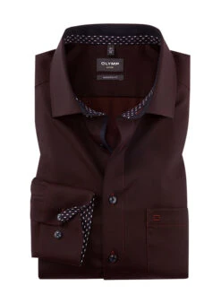 OLYMP Hemd, Modern Fit, Baumwolle, Dunkelrot