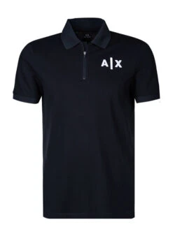 Armani Exchange Zip-Polo, Baumwoll-Piqué, Navy