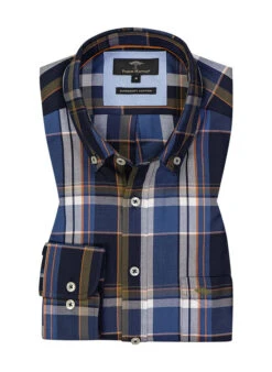 FYNCH-HATTON Hemd, Baumwolle, Blau Kariert