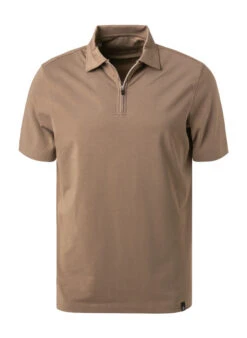 Zip-Polo, Baumwoll-Jersey, Taupe