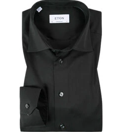 ETON Hemd, Contemporary Fit, Twill, Schwarz